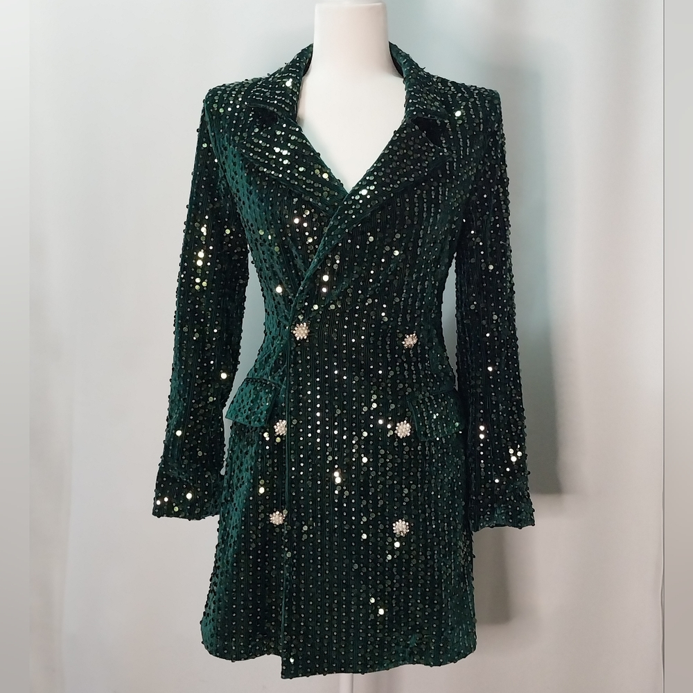 Beautiful sequined velvet blazer-dress